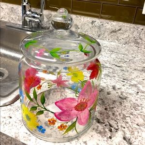 Pier 1 Floral Glass Jar With Lid